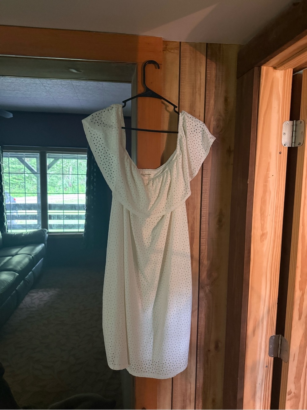 Maurices White One-Shoulder Eyelet Dress